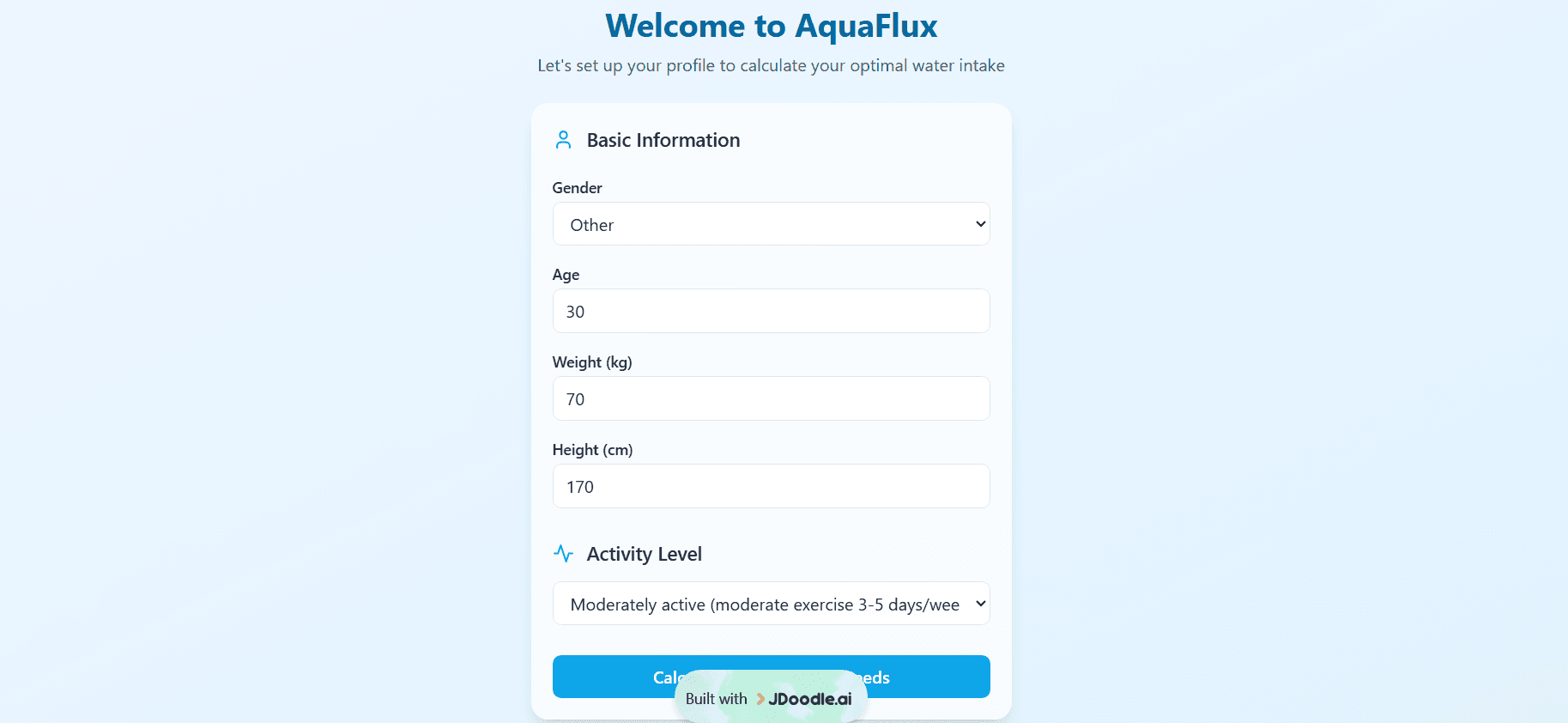 JDoodle.ai AquaFlux website screenshot