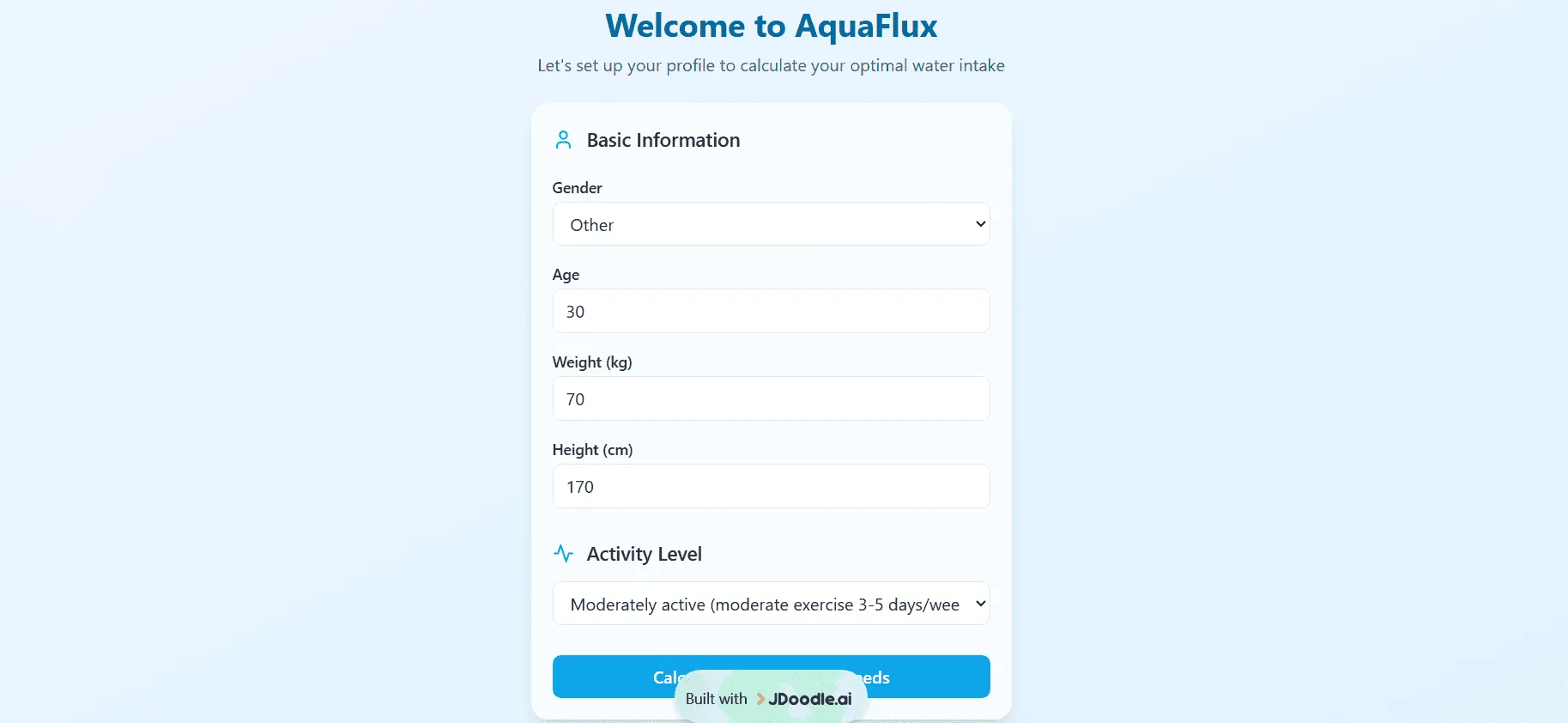 JDoodle.ai AquaFlux website screenshot