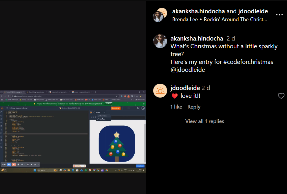 Instagram sharing example