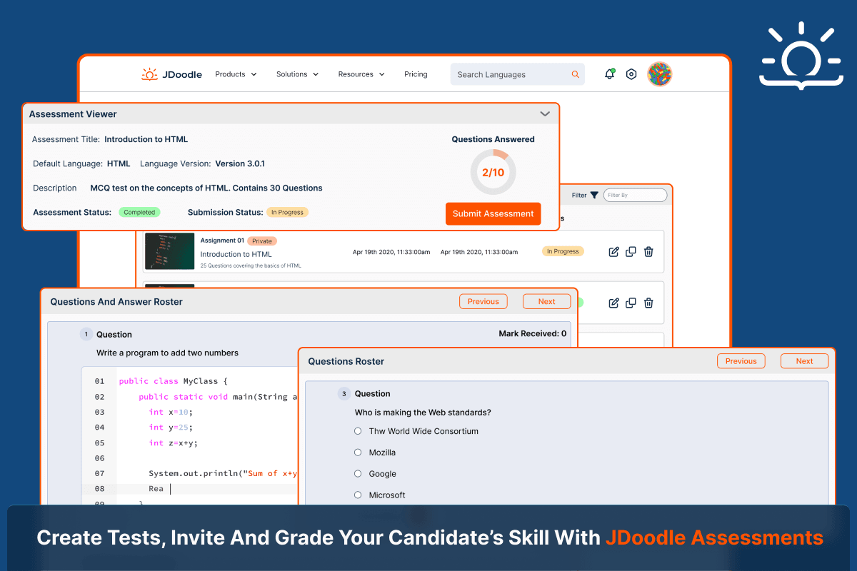 JDoodle Assessment features