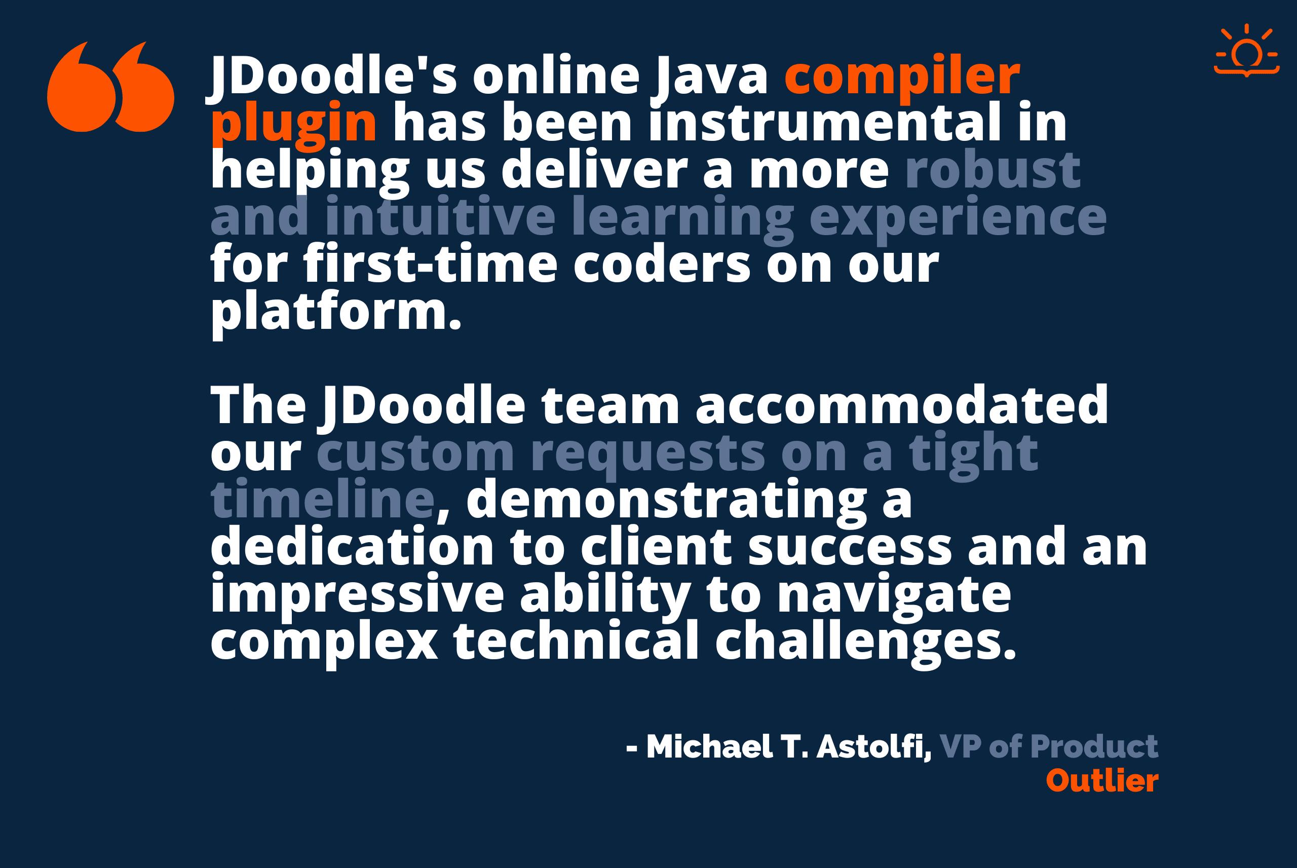 Outlier testimonial about JDoodle