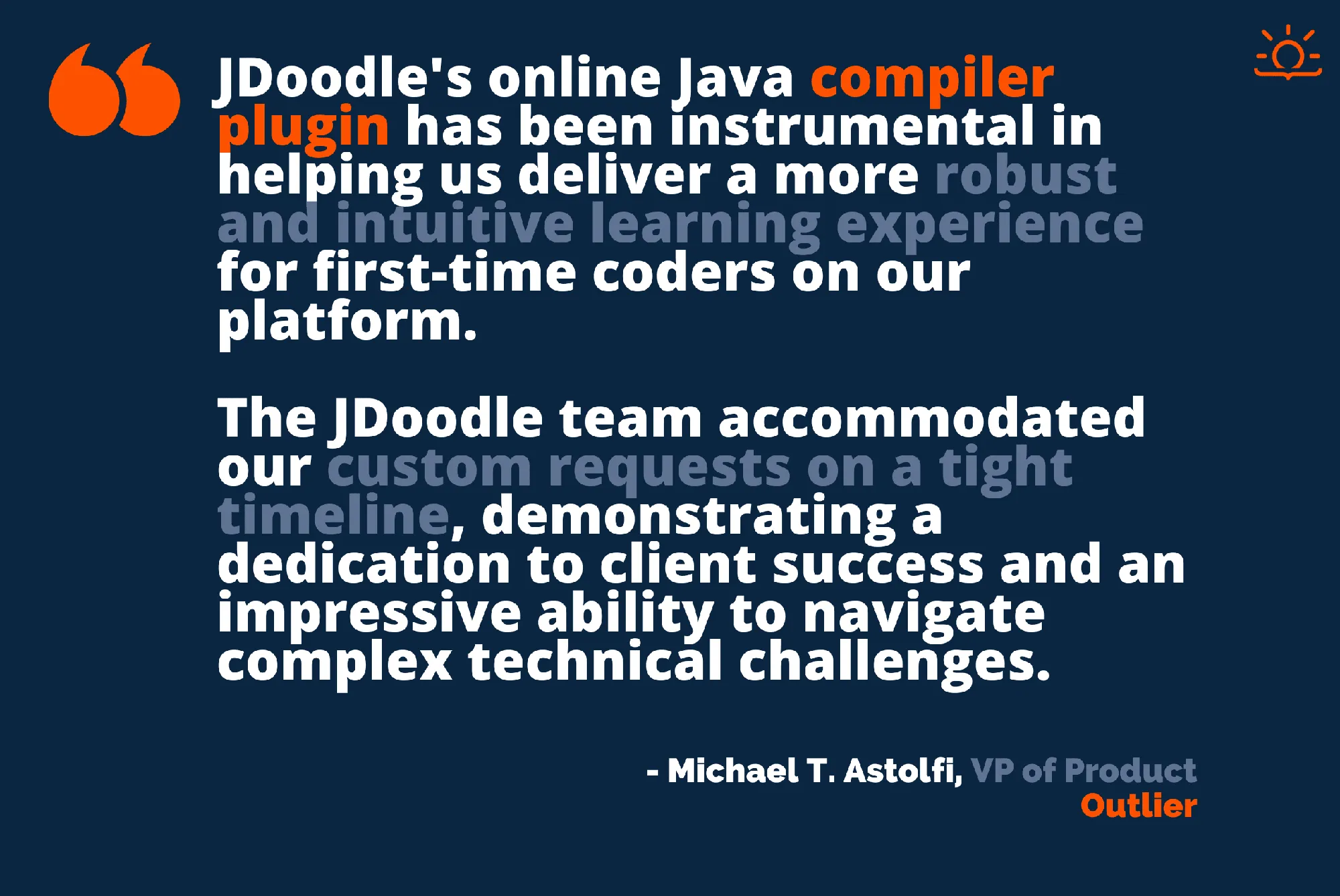 Outlier testimonial about JDoodle