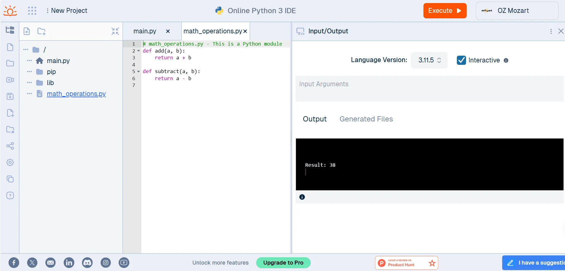 Python modules output