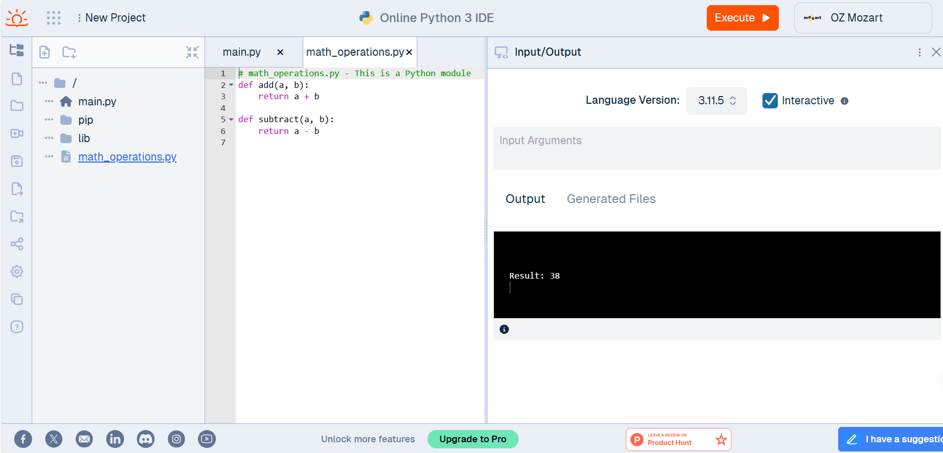 Python modules output
