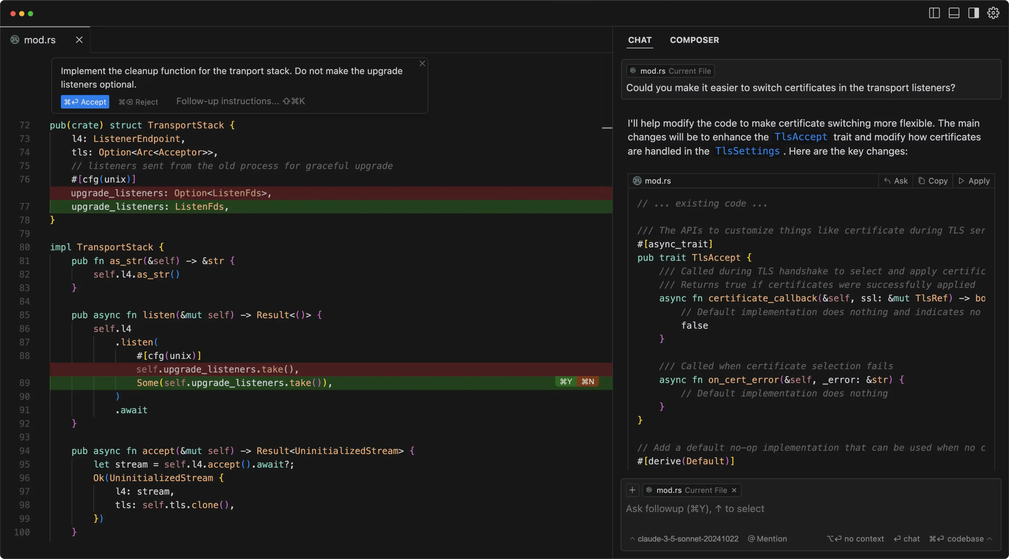 Cursor demo interface