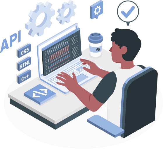 Programmer coding animation