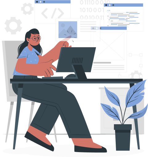 Girl coding animation