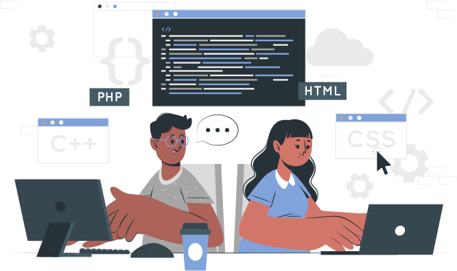 Programming students animation